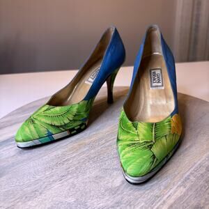 Authentic Gianni Versace Vintage Tropical Pineapple Pumps Heels US Size 7.5